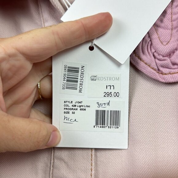 Ganni Womens Oversized Cutline Denim Jacket Top 32 Pink Long Sleeve NEW Button - Picture 4 of 7